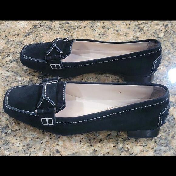 Tod's Black Suede Ballet Flats Slip On Driving Mocs Womens Loafers Dress Shoes 5 - Picture 4 of 12